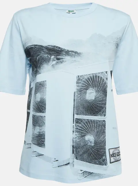 Kenzo Blue Printed Cotton Knit Tshirt S