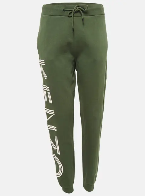 Kenzo Green Cotton Knit Printed Track Pants M