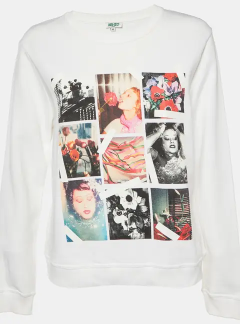 Kenzo White Photo Collage Print Cotton Crew Neck Sweatshirt XL