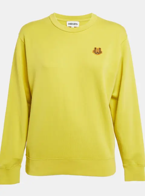 Kenzo Yellow Tiger Applique Cotton Knit Sweatshirt S