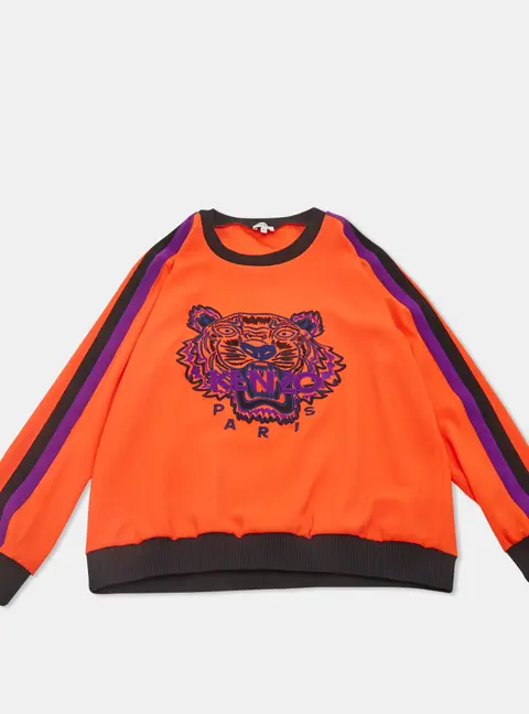 Kenzo Orange Tiger Embroidered Crepe Sweatshirt M