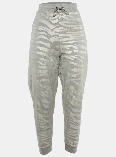 Kenzo Grey Metallic Print Cotton Jogger Pants L