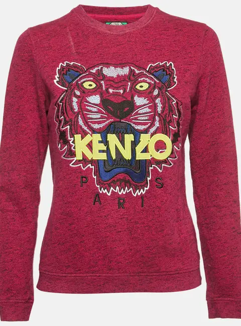 Kenzo Pink Tiger Embroidered Cotton Long Sleeve Sweatshirt S