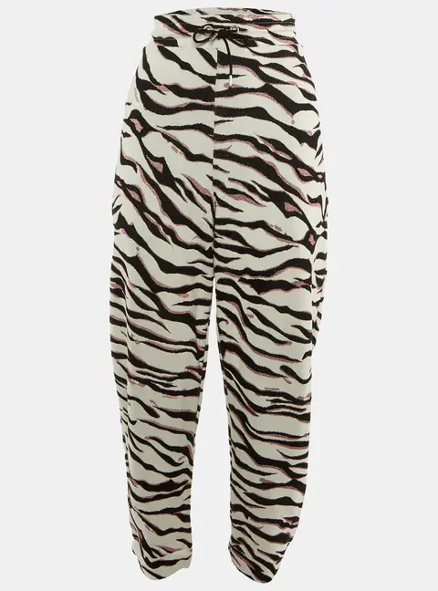 Kenzo White Lurex Printed Cotton Knit Pants M