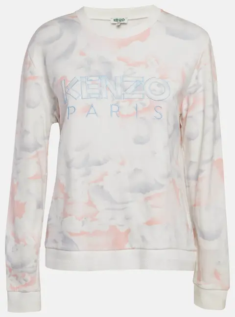Kenzo Pink Printed Cotton Knit Crew Neck Sweatshirt S