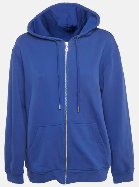 Kenzo Blue Logo Print Cotton Hooded Jacket L