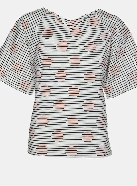 Kenzo White Striped Printed Cotton Tunic Blouse L