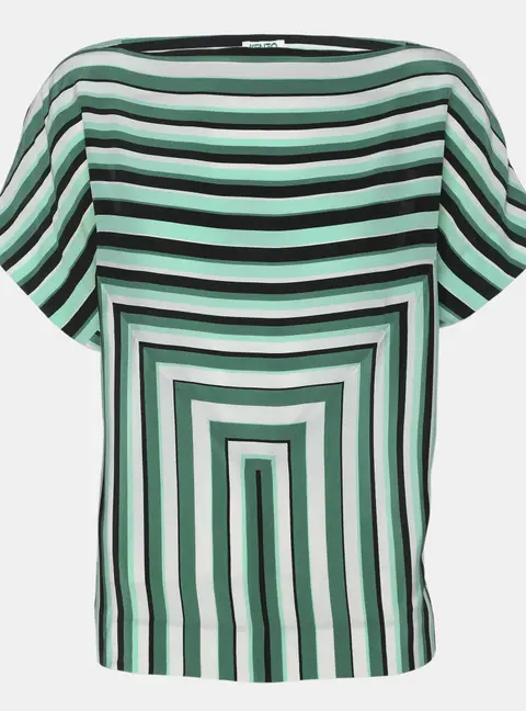 Kenzo Green Stripe Silk Tunic Blouse L
