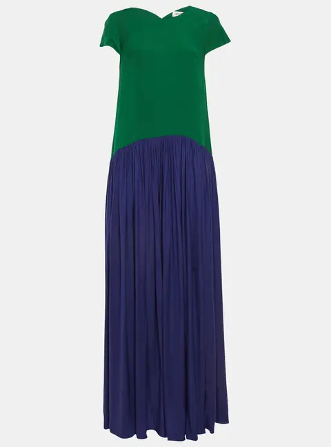Kenzo Green/Blue Colorblock Crepe Maxi Dress S