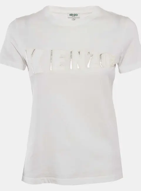 Kenzo White Embossed Logo Cotton Crewneck T-Shirt S