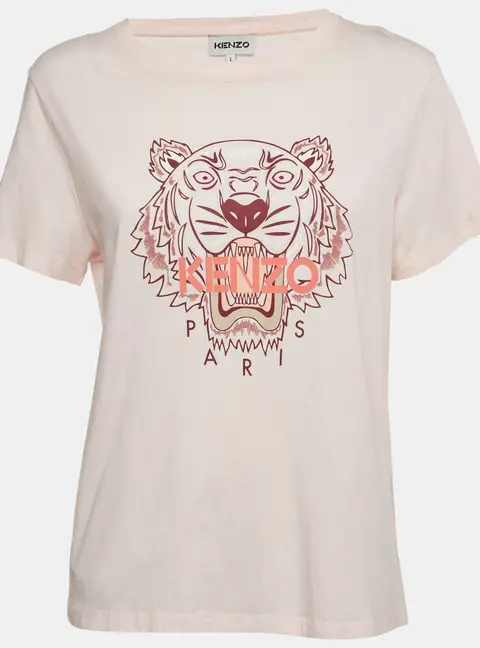 Kenzo Pink Tiger Print Jersey Crewneck T-Shirt L