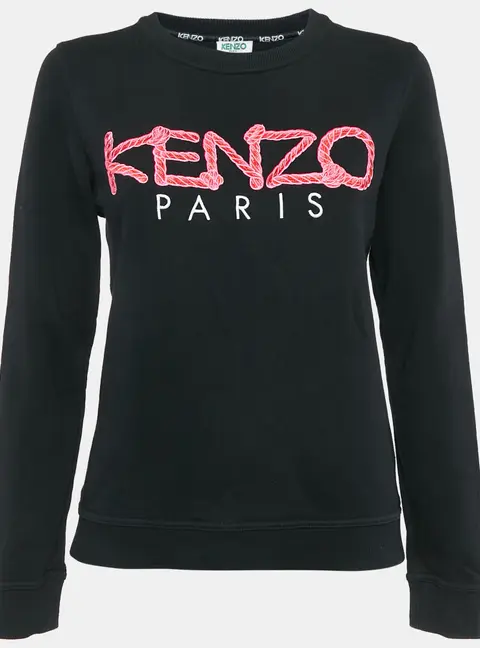 Kenzo Black Logo Bondage Fuxia Writing Cotton Sweatshirt M