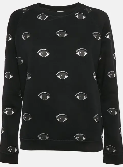 Kenzo Black Eye Logo Printed Cotton Knit Sweatshirt S