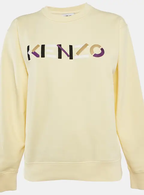 Kenzo Yellow Logo Embroidery Cotton Crewneck Sweatshirt M