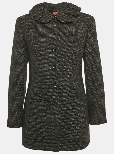 Kenzo Black Tweed Ruffled Jacket M