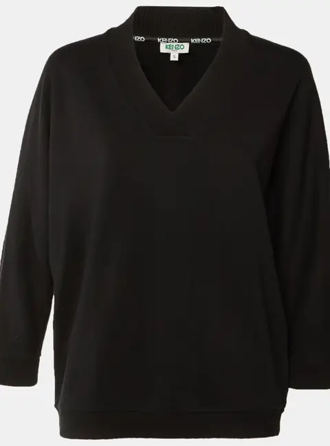 Kenzo Black Cotton Knit Logo Applique Sweatshirt  S