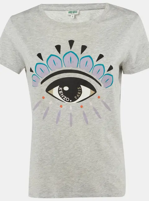 Kenzo Grey Eye Print Cotton T-Shirt S