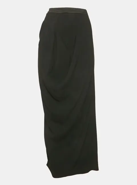 Kenzo Black Crepe Midi Skirt L