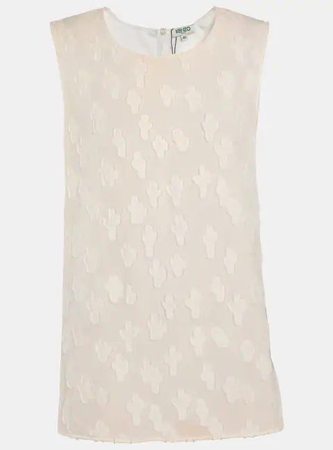 Kenzo Cream Brocade Fabric Sleeveless Top M