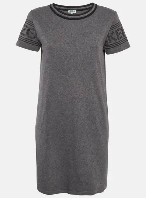 Kenzo Grey Logo Print Jersey T-Shirt Dress S