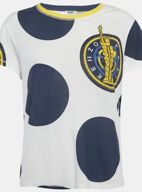 Kenzo White Printed Cotton Blend T-Shirt M