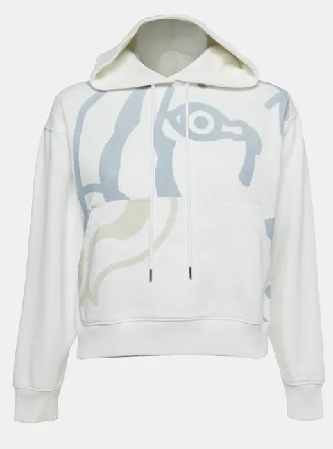 KENZO White Tiger Print Cotton Hooded Sweatshirt S