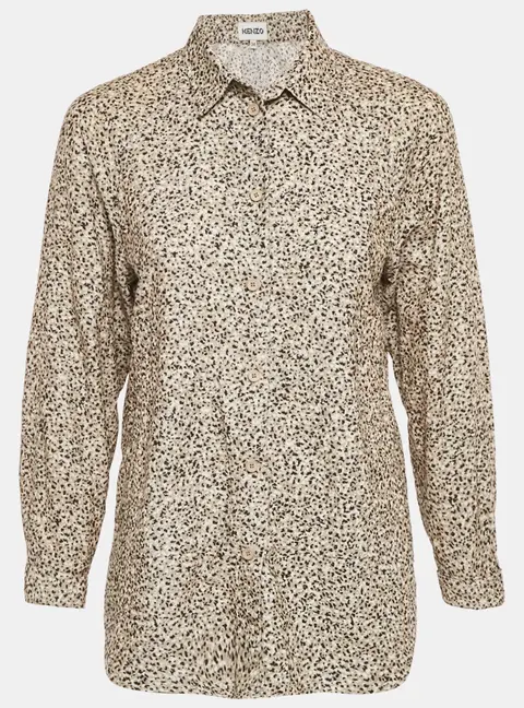 Kenzo Brown Patterned Corduroy Shirt S