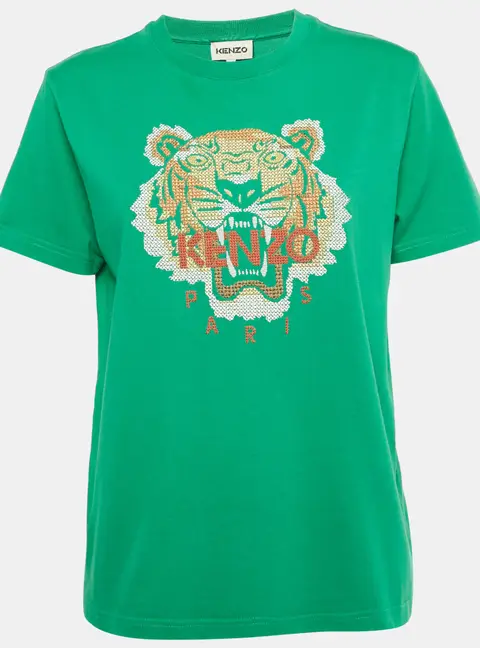 Kenzo Green Lion Embroidered Jersey T-Shirt M