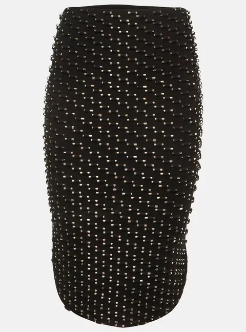 Kenzo Black Knit Studded Fitted Midi Skirt S