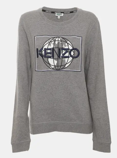 Kenzo Grey Jersey World Peace World Sweater L