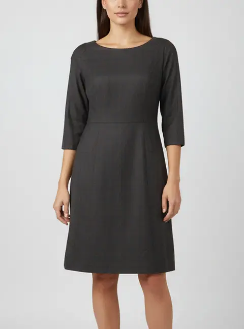 Kenzo Grey Plaid Wool Blend Sheath Dress L