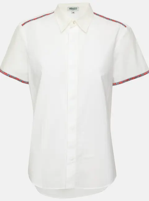 Kenzo White Poplin Short Sleeve Shirt M