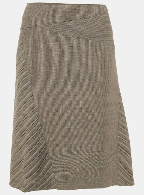 Kenzo Grey Panelled Wool A-Line Knee Length Skirt S