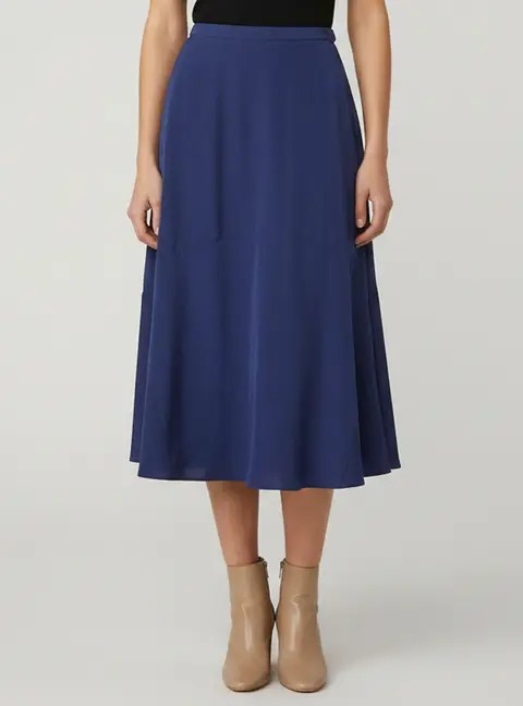 Kenzo Blue Crepe Asymmetric Midi Skirt M