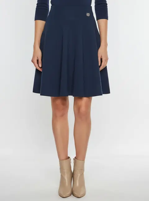 Kenzo Navy Blue Textured Wool Flared Mini Skirt M