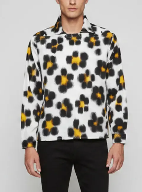 Kenzo White Hana Leopard Print Poplin Long Sleeve Shirt M