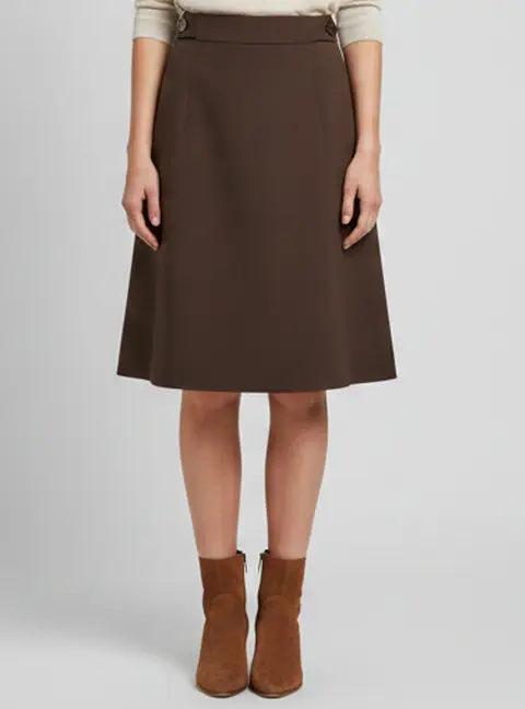 Kenzo Brown Gabardine Structured Pleated Mini Skirt M
