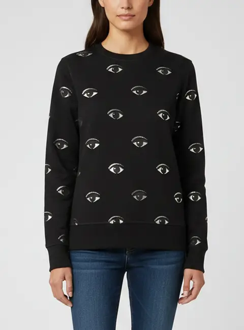 Kenzo Black Printed Jersey Long Sleeve Sweatshirt XS