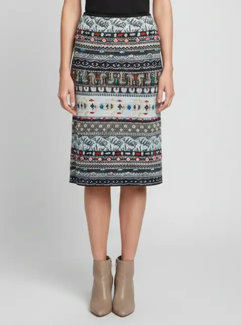 Kenzo Blue Striped Beaded Jacquard Knit Skirt XL