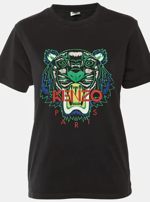 Kenzo Black Tiger Print Cotton Crew Neck T-Shirt M
