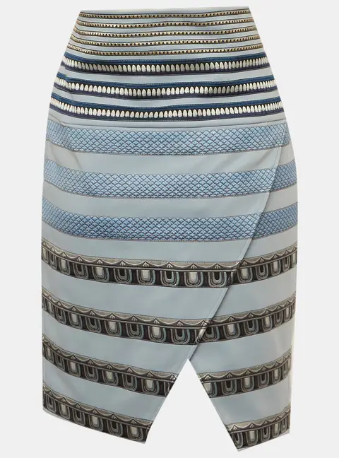 Kenzo Blue Striped Pattern Jersey Asymmetric Mini Skirt M