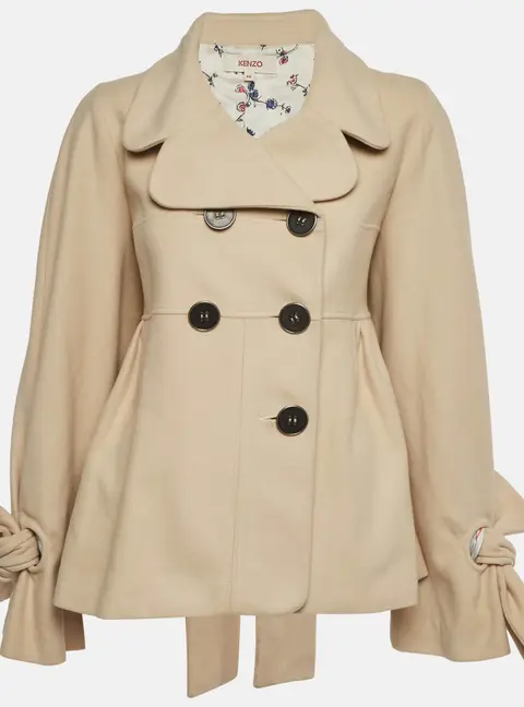 Kenzo Beige Wool Blend Belted Blazer XL