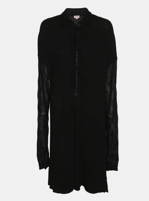 Kenzo Black Shimmer Jersey and Lurex Knit Blouse XL