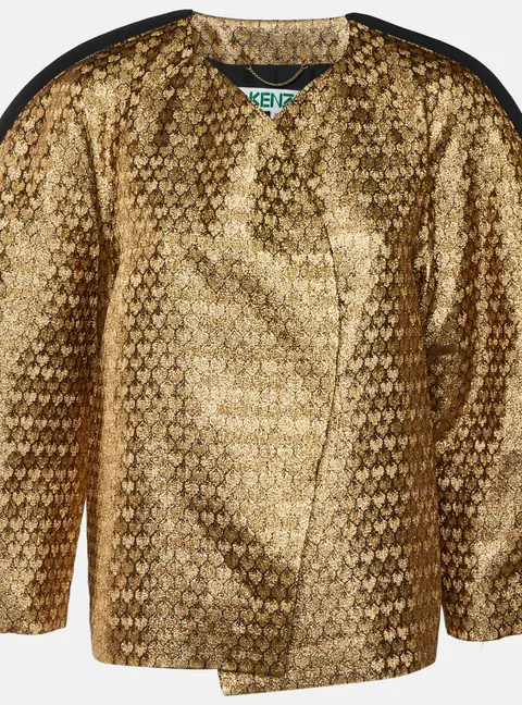 Kenzo Gold Brocade Asymmetric Button Front Jacket M