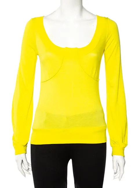 Kenzo Yellow Knit Scoop Neck T-Shirt S