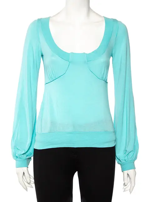 Kenzo Blue Knit Scoop Neck T-Shirt S