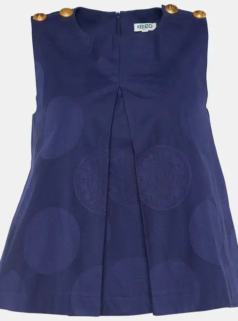 Kenzo Navy Blue Circle Jacquard Sleeveless Flared Top S