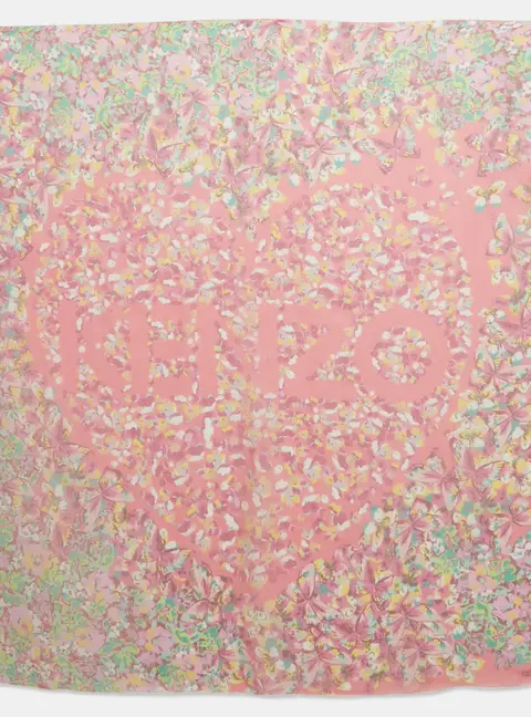Kenzo Pink Floral Print Silk Square Scarf
