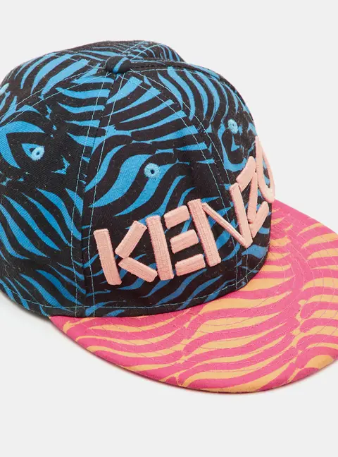 Kenzo x New Era Blue/Pink Printed Canvas Baseball Cap Size 56.8