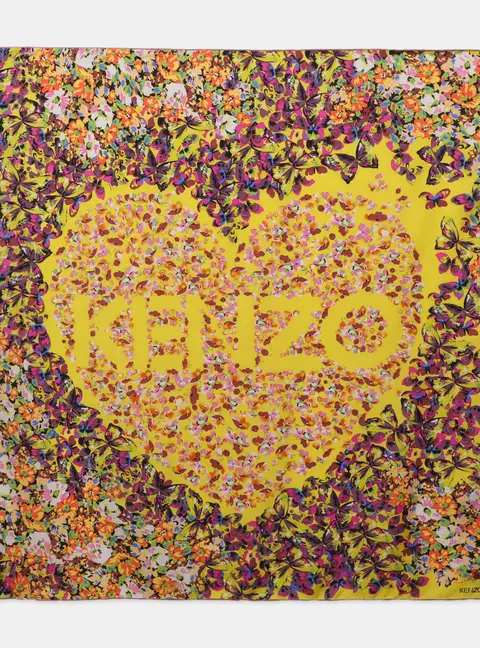 Kenzo Multicolor Floral Printed Silk Scarf
